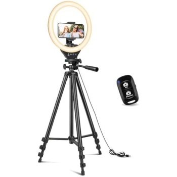 Sensyne 10'' Ring Light with 50'' Extendable Tripod Stand, LED Circle Lights