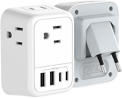 VYLEE International Travel Adapter, Europe Travel Adapter with USB, Universal