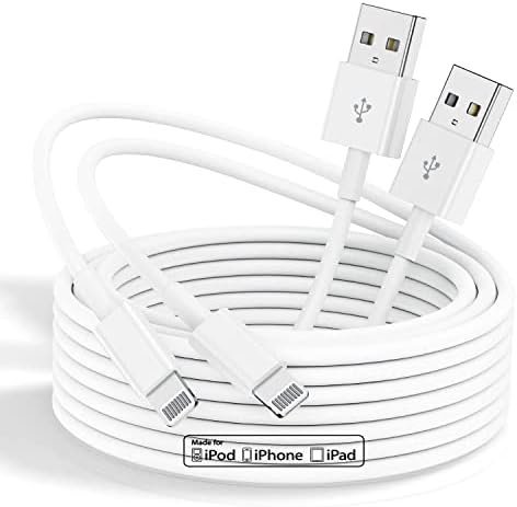QZIIW Apple MFI Certified iPhone Charger Cable 6 Ft, 2Pack Extra Long USB