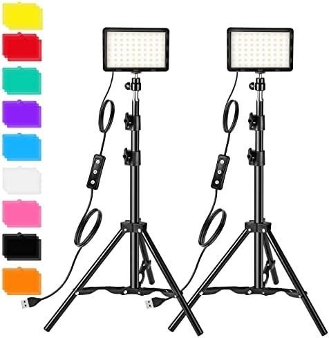 Photography Video Lighting Kit, LED Studio Streaming Lights W/70 Beads & Color