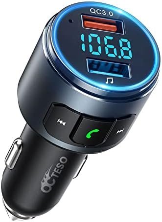 Octeso Upgraded V5.0 FM Bluetooth Transmitter Car, QC3.0 & LED Backlit Wireless