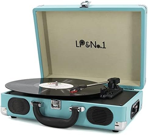 LP&No.1 Portable Suitcase Turntable with Stereo Speaker,3 Speeds Belt-Drive