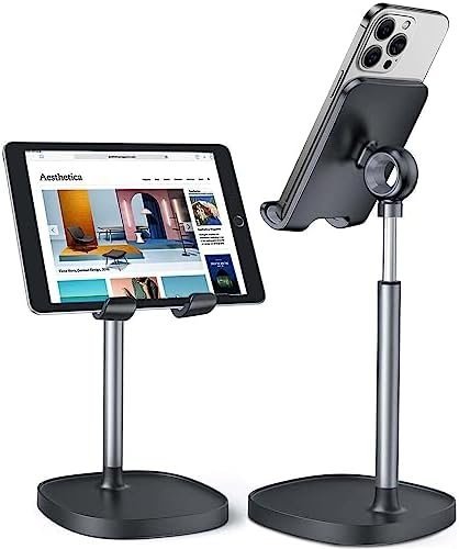LISEN Cell Phone Stand, Height Angle Adjustable Phone Holer for Desk, Taller