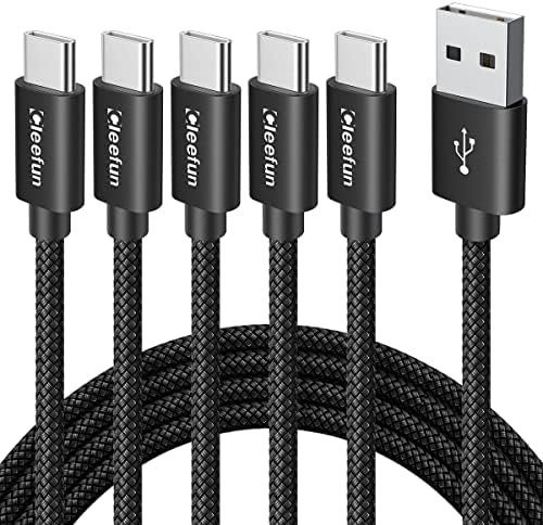 USB C Cable [6ft, 5-Pack], CLEEFUN USB A to Type C Cable Fast Charging C Charger