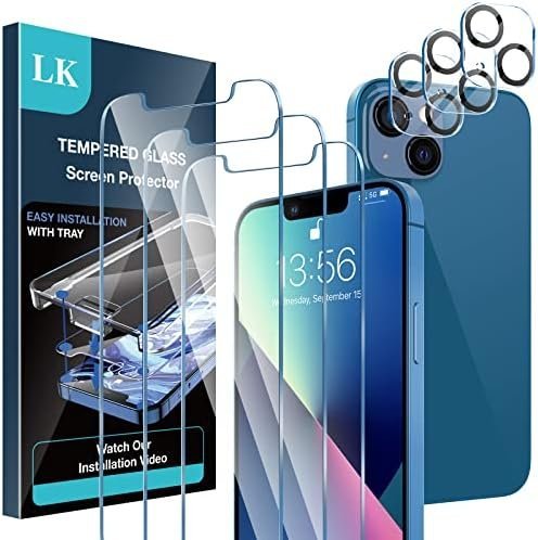 LK 3 Pack iPhone 13 Screen Protector with 3 Pack Camera Lens Protector