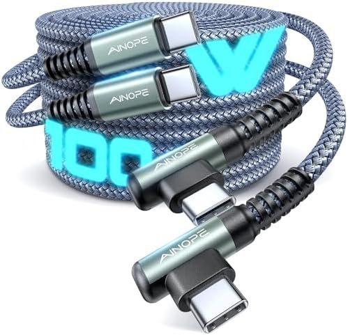 AINOPE USB C to USB C Cable 100W 2-Pack 6.6FT, Durable USBC to USBC Cable Cord