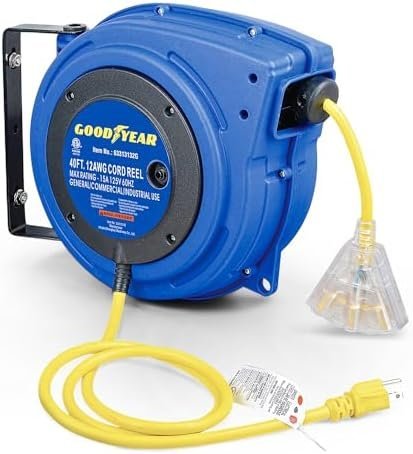 Goodyear Extension Cord Reels (12AWG x 40 FT (SJTOW Cable) w/LED Light-Up Tap)