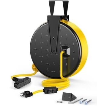 DEWENWILS 30 Ft Retractable Extension Cord Reel, Ceiling/Wall Mount 16/3 Gauge