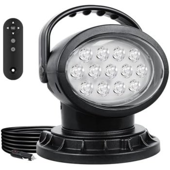 AUXTINGS 360 Degree LED Spotlight Search Light LED Rotating Remote Control Work
