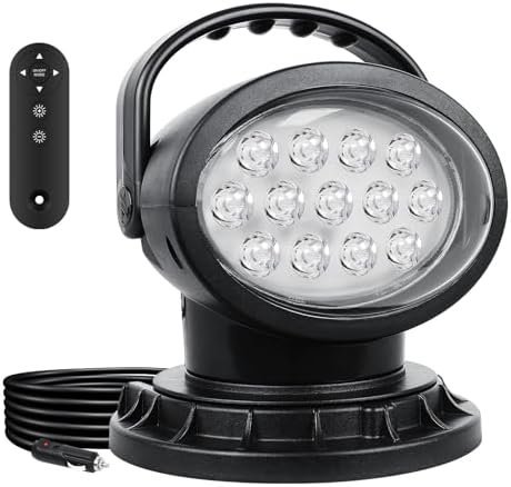 AUXTINGS 360 Degree LED Spotlight Search Light LED Rotating Remote Control Work